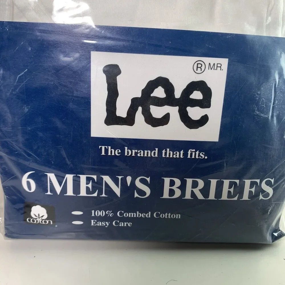 Vintage Lee Briefs Underwear 6 Pack Mens 38 White Combed Cotton Deadstock New